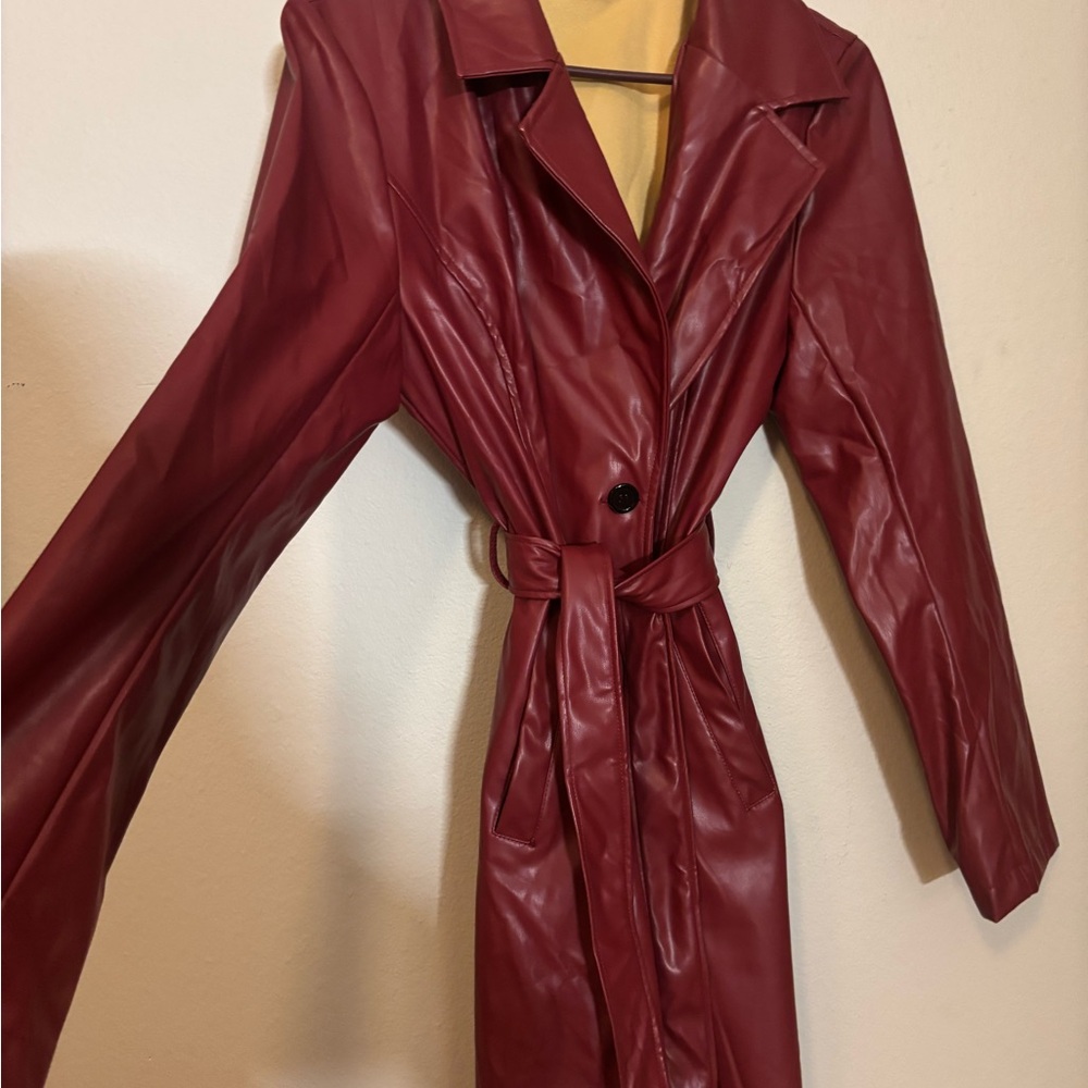 Elegant Maroon Women's Trench Coat